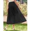 Zeagoo Women’s Midi Summer 2025 Boho Elastic High Waist A-Line Flowy Swing Asymmetric Tiered Skirt Dress with Pockets(01-black)