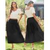 Zeagoo Women’s Midi Summer 2025 Boho Elastic High Waist A-Line Flowy Swing Asymmetric Tiered Skirt Dress with Pockets(01-black)