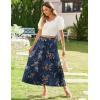 Zeagoo Women’s Midi Summer 2025 Boho Elastic High Waist A-Line Flowy Swing Asymmetric Tiered Skirt Dress with Pockets(01-navy Blue Floral)