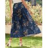 Zeagoo Women’s Midi Summer 2025 Boho Elastic High Waist A-Line Flowy Swing Asymmetric Tiered Skirt Dress with Pockets(01-navy Blue Floral)