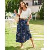 Zeagoo Women’s Midi Summer 2025 Boho Elastic High Waist A-Line Flowy Swing Asymmetric Tiered Skirt Dress with Pockets(01-navy Blue Floral)
