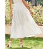 Zeagoo Women’s Midi Summer 2025 Boho Elastic High Waist A-Line Flowy Swing Asymmetric Tiered Skirt Dress with Pockets(01-white)