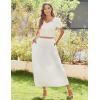 Zeagoo Women’s Midi Summer 2025 Boho Elastic High Waist A-Line Flowy Swing Asymmetric Tiered Skirt Dress with Pockets(01-white)