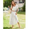 Zeagoo Women’s Midi Summer 2025 Boho Elastic High Waist A-Line Flowy Swing Asymmetric Tiered Skirt Dress with Pockets(01-white)