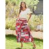 Zeagoo Women’s Midi Summer 2025 Boho Elastic High Waist A-Line Flowy Swing Asymmetric Tiered Skirt Dress with Pockets(Color Pattern 2)