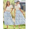 Zeagoo Women’s Midi Summer 2025 Boho Elastic High Waist A-Line Flowy Swing Asymmetric Tiered Skirt Dress with Pockets(Light Blue Floral)