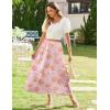 Zeagoo Women’s Midi Summer 2025 Boho Elastic High Waist A-Line Flowy Swing Asymmetric Tiered Skirt Dress with Pockets(Light Red Floral)