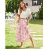 Zeagoo Women’s Midi Summer 2025 Boho Elastic High Waist A-Line Flowy Swing Asymmetric Tiered Skirt Dress with Pockets(Light Red Floral)