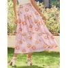 Zeagoo Women’s Midi Summer 2025 Boho Elastic High Waist A-Line Flowy Swing Asymmetric Tiered Skirt Dress with Pockets(Light Red Floral)