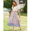Zeagoo Women’s Midi Summer 2025 Boho Elastic High Waist A-Line Flowy Swing Asymmetric Tiered Skirt Dress with Pockets(Purple Floral)