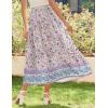 Zeagoo Women’s Midi Summer 2025 Boho Elastic High Waist A-Line Flowy Swing Asymmetric Tiered Skirt Dress with Pockets(Purple Floral)