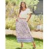 Zeagoo Women’s Midi Summer 2025 Boho Elastic High Waist A-Line Flowy Swing Asymmetric Tiered Skirt Dress with Pockets(Purple Floral)
