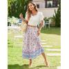 Zeagoo Women’s Midi Summer 2025 Boho Elastic High Waist A-Line Flowy Swing Asymmetric Tiered Skirt Dress with Pockets(Purple Floral)