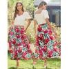 Zeagoo Women’s Midi Summer 2025 Boho Elastic High Waist A-Line Flowy Swing Asymmetric Tiered Skirt Dress with Pockets(Red Floral 1)