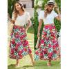 Zeagoo Women’s Midi Summer 2025 Boho Elastic High Waist A-Line Flowy Swing Asymmetric Tiered Skirt Dress with Pockets(Red Floral 1)