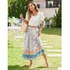 Zeagoo Women’s Midi Summer 2025 Boho Elastic High Waist A-Line Flowy Swing Asymmetric Tiered Skirt Dress with Pockets(White Blue Floral)