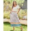 Zeagoo Women’s Midi Summer 2025 Boho Elastic High Waist A-Line Flowy Swing Asymmetric Tiered Skirt Dress with Pockets(White Blue Floral)