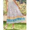 Zeagoo Women’s Midi Summer 2025 Boho Elastic High Waist A-Line Flowy Swing Asymmetric Tiered Skirt Dress with Pockets(White Blue Floral)