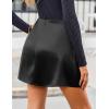 Zeagoo Womens Mini Skirts Elastic High Waisted Satin Silk A-Line Zipper Split Slit 2025 Party Skirt(01-black)