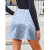 Zeagoo Womens Mini Skirts Elastic High Waisted Satin Silk A-Line Zipper Split Slit 2025 Party Skirt(Blue Floral)