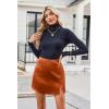 Zeagoo Womens Mini Skirts Elastic High Waisted Satin Silk A-Line Zipper Split Slit 2025 Party Skirt(Caramel)