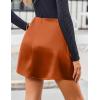 Zeagoo Womens Mini Skirts Elastic High Waisted Satin Silk A-Line Zipper Split Slit 2025 Party Skirt(Caramel)