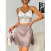 Zeagoo Womens Mini Skirts Elastic High Waisted Satin Silk A-Line Zipper Split Slit 2025 Party Skirt(Champagne 1)