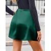 Zeagoo Womens Mini Skirts Elastic High Waisted Satin Silk A-Line Zipper Split Slit 2025 Party Skirt(Green)