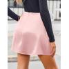 Zeagoo Womens Mini Skirts Elastic High Waisted Satin Silk A-Line Zipper Split Slit 2025 Party Skirt(Light Pink)