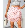 Zeagoo Womens Mini Skirts Elastic High Waisted Satin Silk A-Line Zipper Split Slit 2025 Party Skirt(Pink Floral)