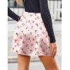 Zeagoo Womens Mini Skirts Elastic High Waisted Satin Silk A-Line Zipper Split Slit 2025 Party Skirt(Pink Floral)