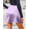 Zeagoo Womens Mini Skirts Elastic High Waisted Satin Silk A-Line Zipper Split Slit 2025 Party Skirt(Purple)