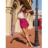 Zeagoo Womens Mini Skirts Elastic High Waisted Satin Silk A-Line Zipper Split Slit 2025 Party Skirt(Rose)