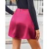 Zeagoo Womens Mini Skirts Elastic High Waisted Satin Silk A-Line Zipper Split Slit 2025 Party Skirt(Rose)