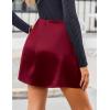 Zeagoo Womens Mini Skirts Elastic High Waisted Satin Silk A-Line Zipper Split Slit 2025 Party Skirt(Wine Red)