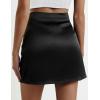 Zeagoo Womens Mini Skirts Elastic High Waisted Skirts Stain A-Line Zipper Party Club Skirt 2025(A-black)