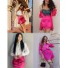 Zeagoo Womens Mini Skirts Elastic High Waisted Skirts Stain A-Line Zipper Party Club Skirt 2025(A-rose Red)