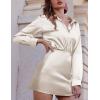 Zeagoo Womens Mini Skirts Elastic High Waisted Skirts Stain A-Line Zipper Party Club Skirt 2025(Beige)