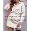 Zeagoo Womens Mini Skirts Elastic High Waisted Skirts Stain A-Line Zipper Party Club Skirt 2025(Beige)