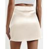 Zeagoo Womens Mini Skirts Elastic High Waisted Skirts Stain A-Line Zipper Party Club Skirt 2025(Beige)