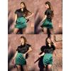 Zeagoo Womens Mini Skirts Elastic High Waisted Skirts Stain A-Line Zipper Party Club Skirt 2025(Evergreen)