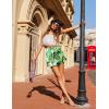 Zeagoo Womens Mini Skirts Elastic High Waisted Skirts Stain A-Line Zipper Party Club Skirt 2025(Green Floral)