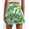 Zeagoo Womens Mini Skirts Elastic High Waisted Skirts Stain A-Line Zipper Party Club Skirt 2025(Green Floral)