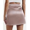 Zeagoo Womens Mini Skirts Elastic High Waisted Skirts Stain A-Line Zipper Party Club Skirt 2025(Light Khaki)