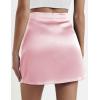 Zeagoo Womens Mini Skirts Elastic High Waisted Skirts Stain A-Line Zipper Party Club Skirt 2025(Light Pink)