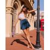 Zeagoo Womens Mini Skirts Elastic High Waisted Skirts Stain A-Line Zipper Party Club Skirt 2025(Navy Blue)