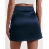Zeagoo Womens Mini Skirts Elastic High Waisted Skirts Stain A-Line Zipper Party Club Skirt 2025(Navy Blue)