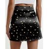 Zeagoo Womens Mini Skirts Elastic High Waisted Skirts Stain A-Line Zipper Party Club Skirt 2025(Pat1)