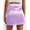 Zeagoo Womens Mini Skirts Elastic High Waisted Skirts Stain A-Line Zipper Party Club Skirt 2025(Purple)