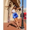 Zeagoo Womens Mini Skirts Elastic High Waisted Skirts Stain A-Line Zipper Party Club Skirt 2025(Sky Blue)